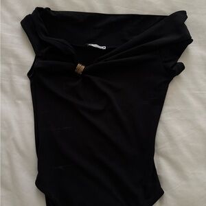 Zara Black Bodysuit with Gold Accent